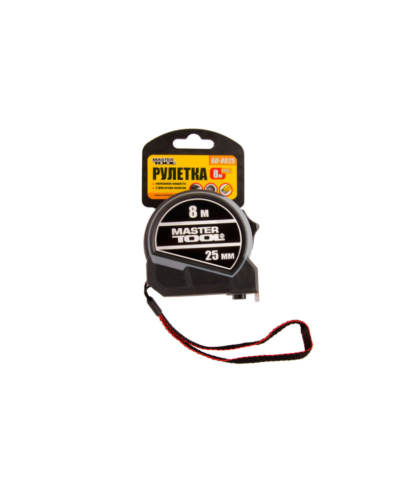 Рулетка Mastertool - 8 м x 25 мм 2 фіксатора (60-8025)
