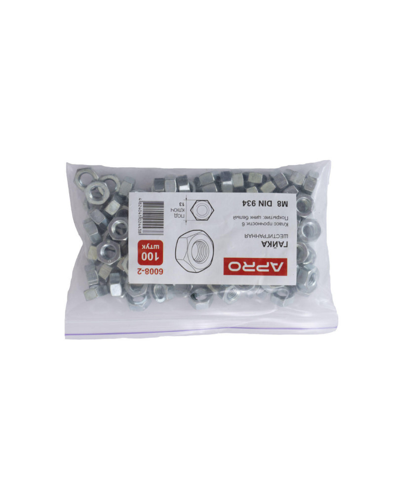 Гайка шестигранна Apro - М8 DIN 934 (100 шт.) (6008-2)