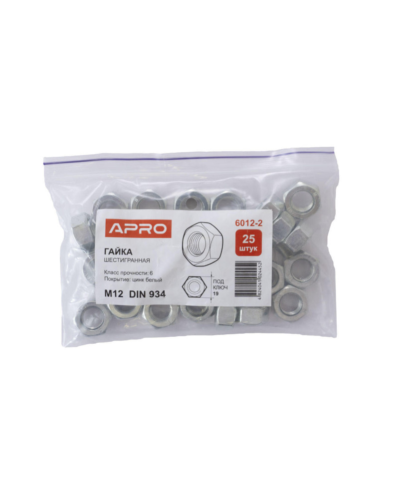 Гайка шестигранна Apro - М12 DIN 934 (25 шт.) (6012-2)