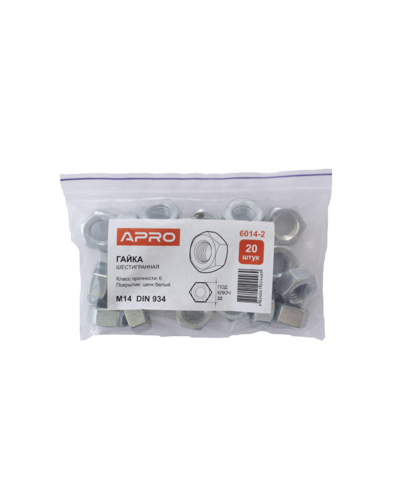 Гайка шестигранна Apro - М14 DIN 934 (20 шт.) (6014-2)