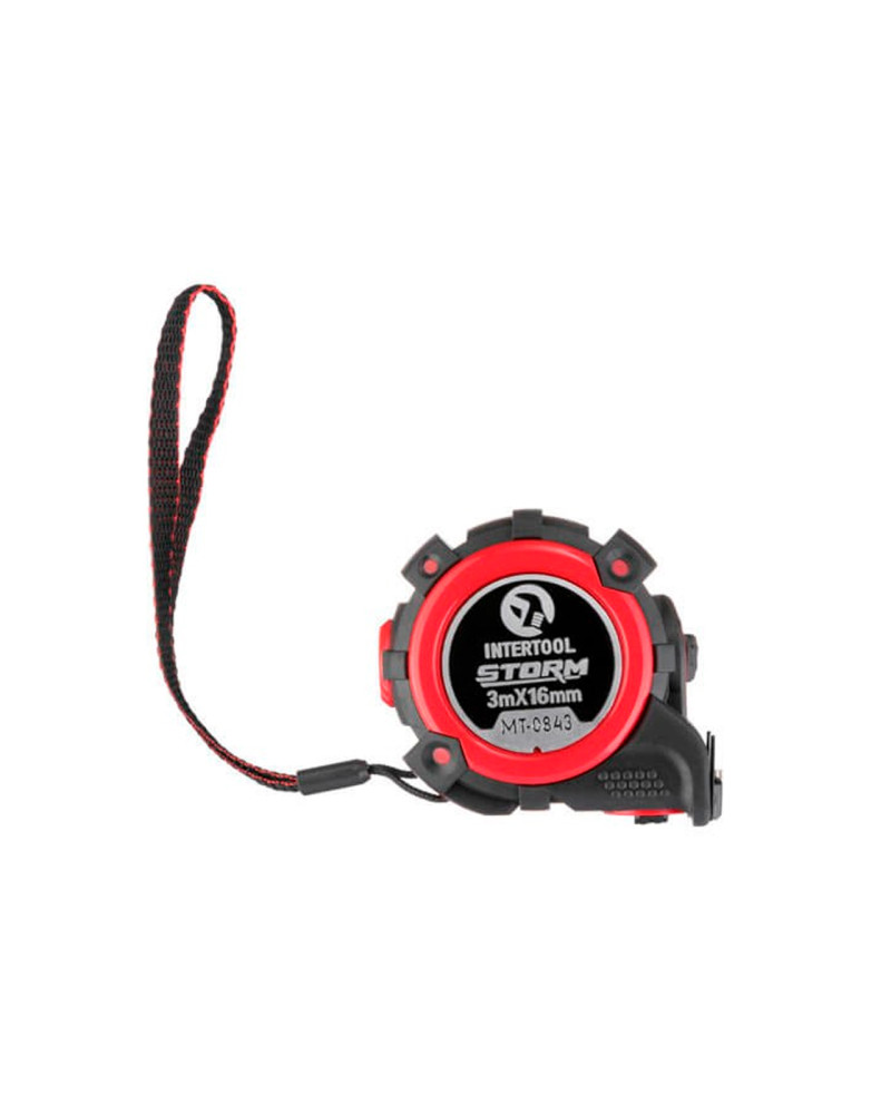 Рулетка Intertool - 3 м x 16 мм Storm магнтіт автостоп (MT-0843)