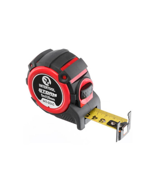Рулетка Intertool - 5 м x 25 мм Storm магнтіт автостоп (MT-0845)