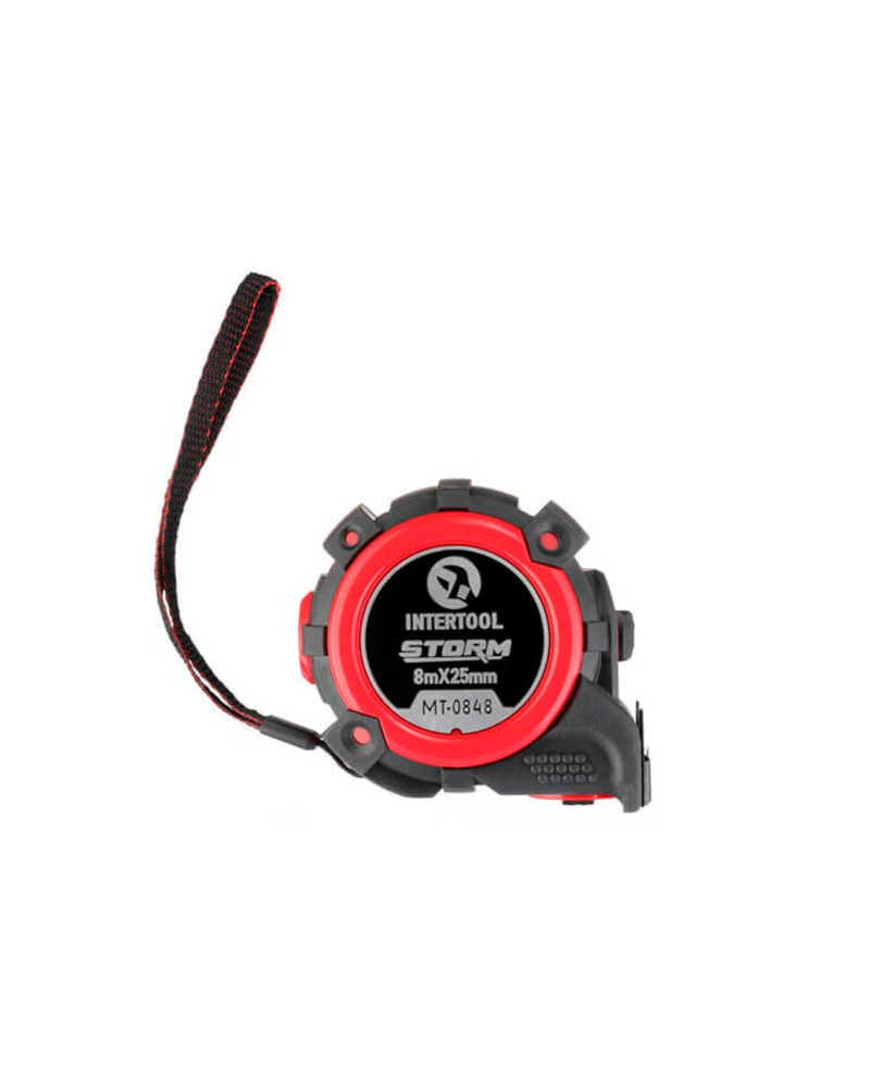 Рулетка Intertool - 8 м x 25 мм Storm магнтіт автостоп (MT-0848)