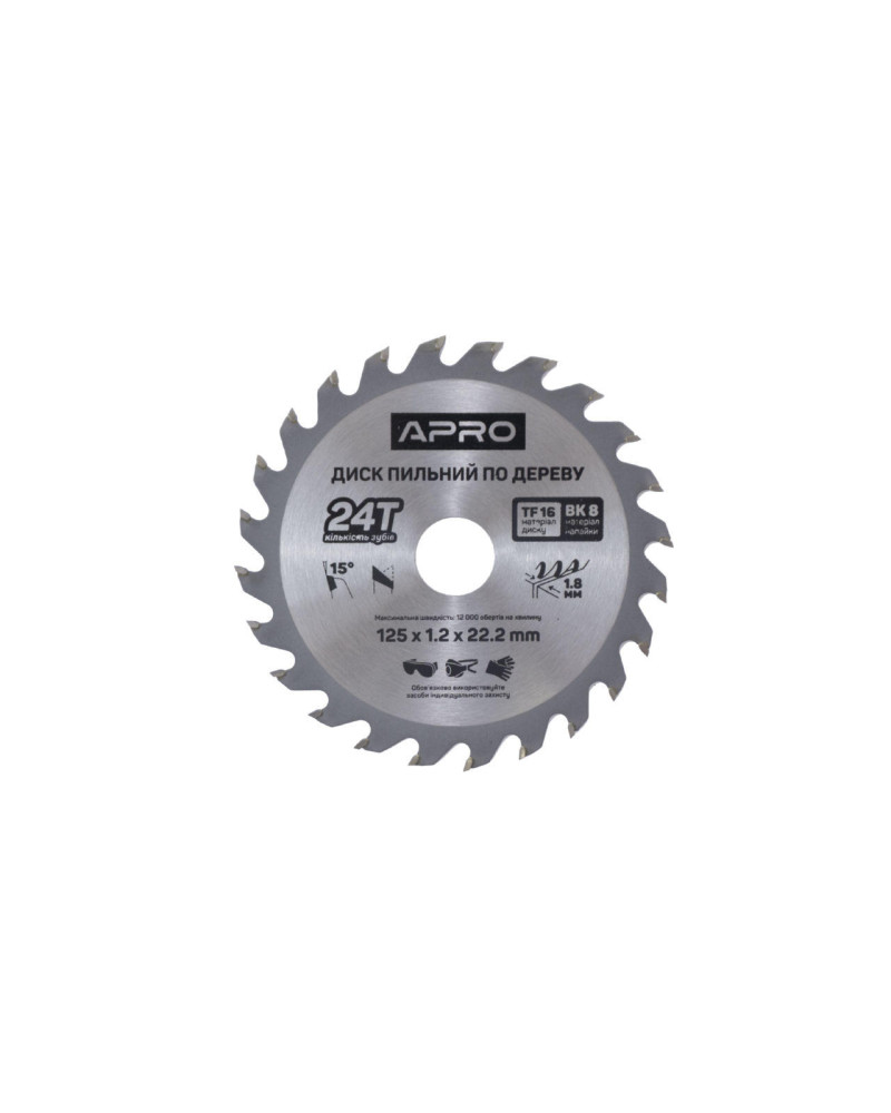 Диск пильний Apro - 125 x 22,2 мм x 24T (830101)