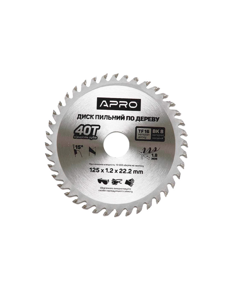 Диск пильний Apro - 125 x 22,2 мм x 40T (830105)