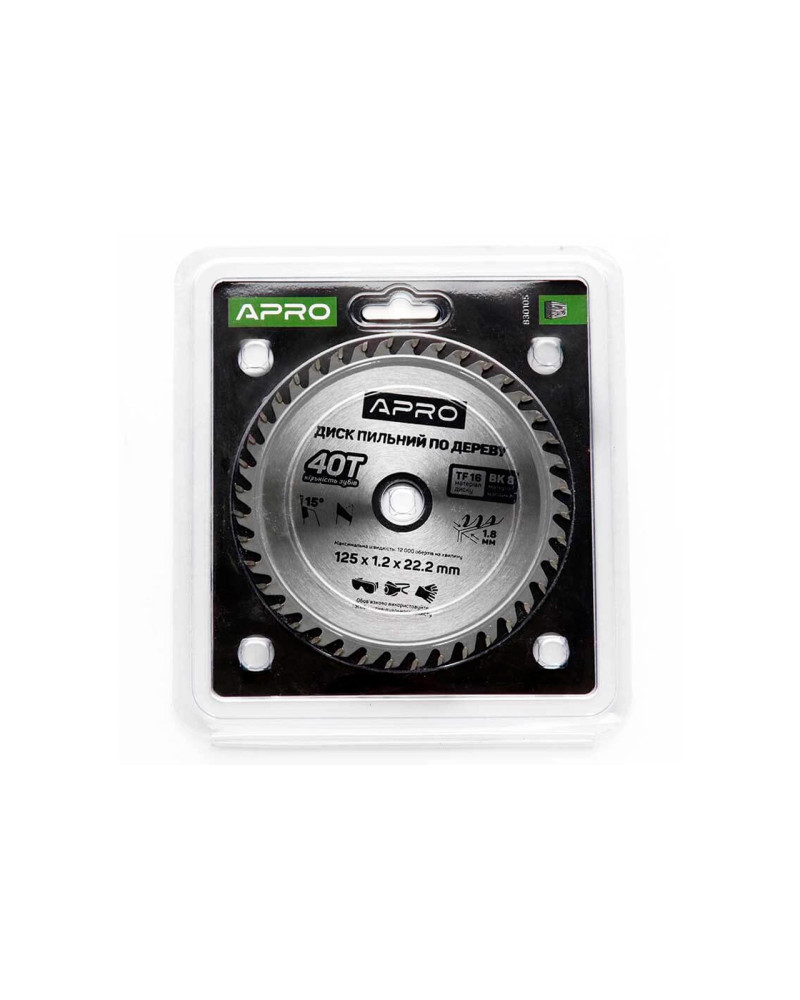 Диск пильний Apro - 125 x 22,2 мм x 40T (830105)