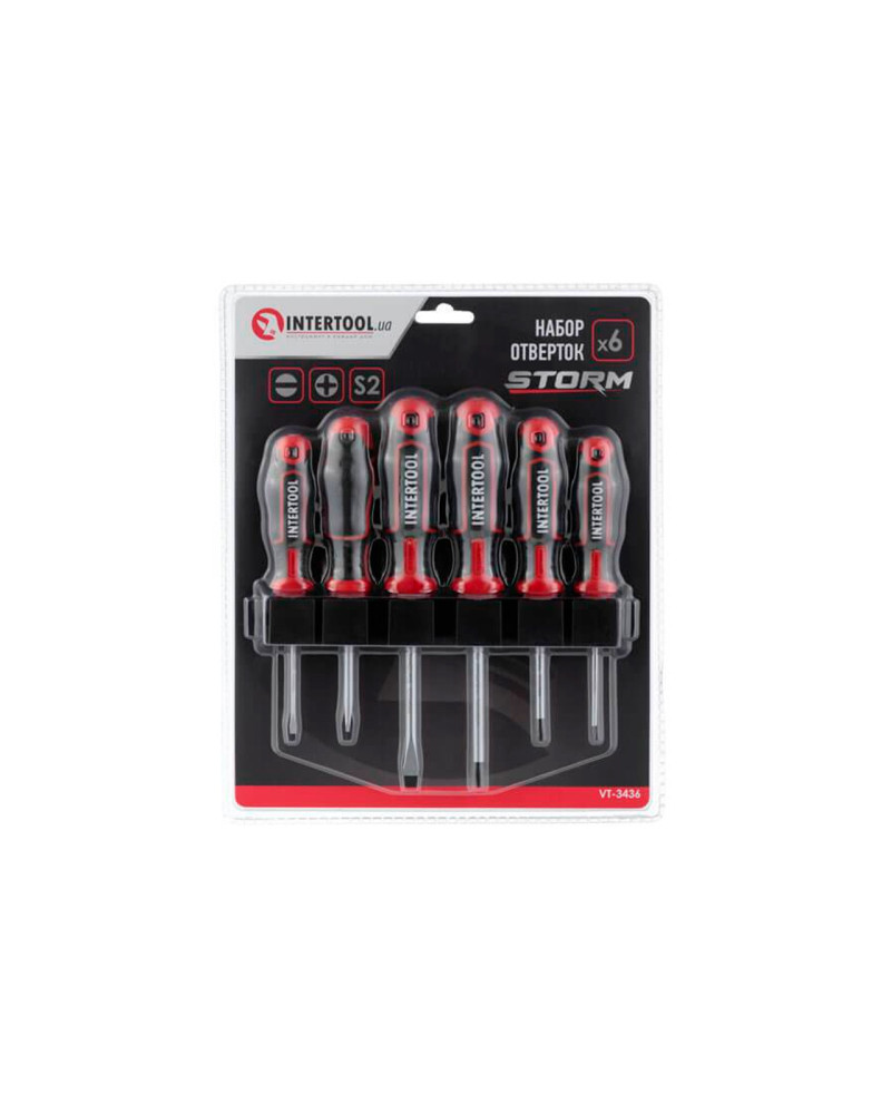 Набір викруток Intertool-Storm - PH0 x PH1 x PH2 x SL3 x SL5 x SL6 (6шт) (VT-3436)