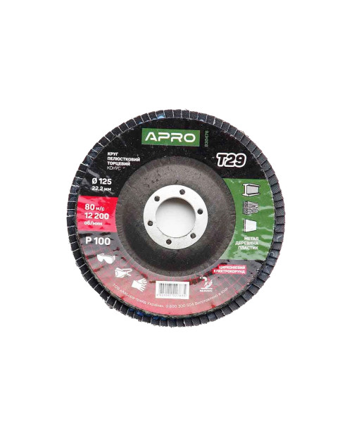 Круг пелюстковий торцевої Apro - 125 мм x Р100 цирконій прямий (830476)