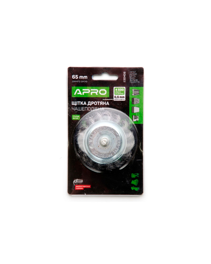 Щітка торцева Apro - 65 мм x 6 мм плетені (830408)