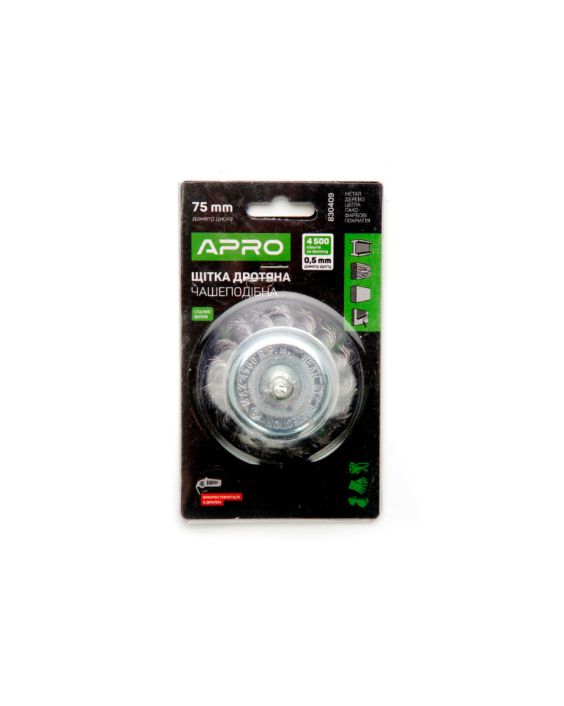 Щітка торцева Apro - 75 мм x 6 мм плетені (830409)