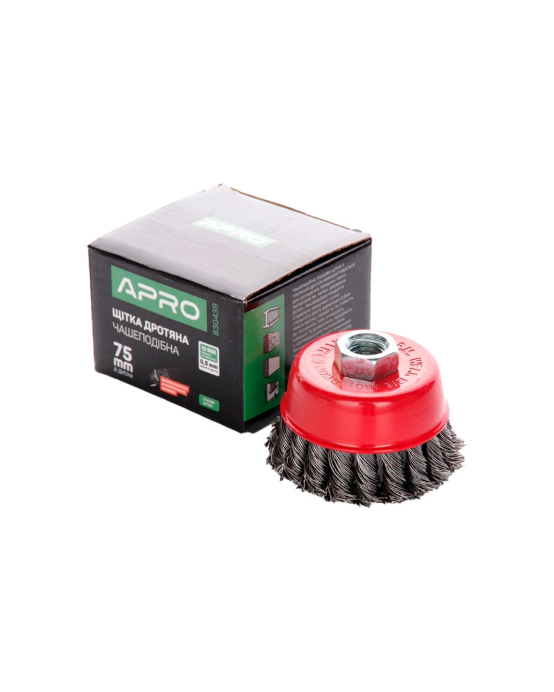 Щітка торцева Apro - 75 мм x М14 плетені (830439)