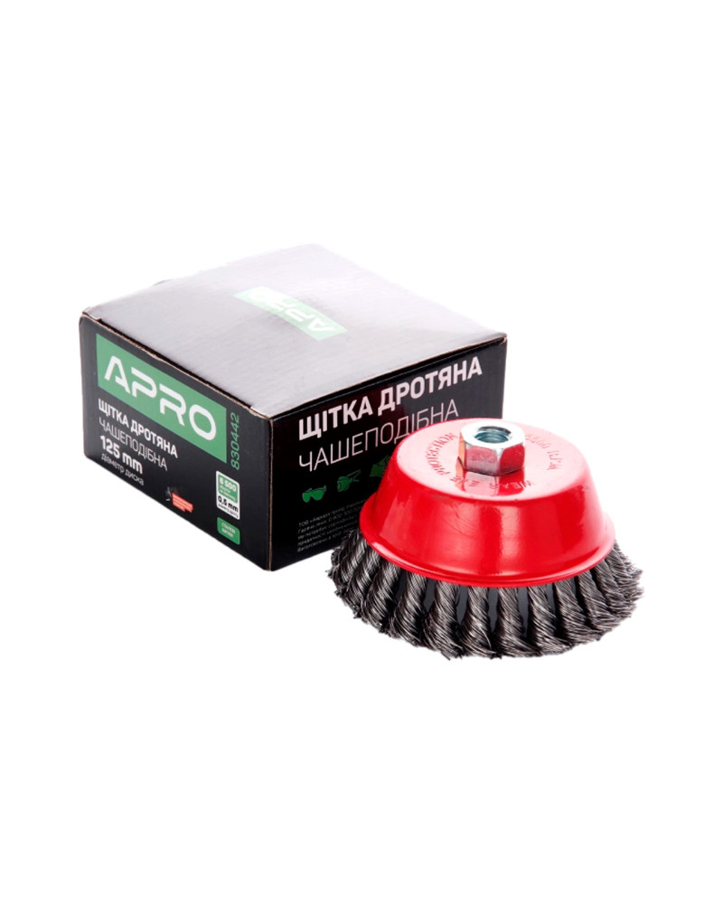Щітка торцева Apro - 125 мм x М14 плетені (830442)