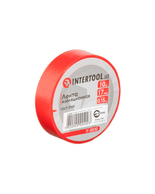 Стрічка ізоляційна Intertool - 10 м x 17 x 0,15 мм червона (IT-0030)