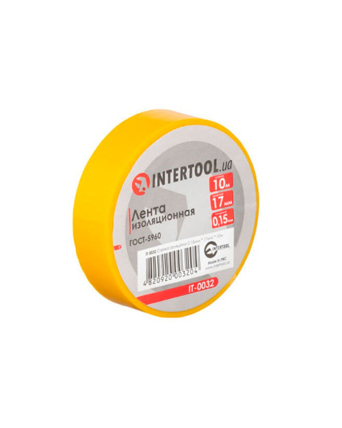 Стрічка ізоляційна Intertool - 10 м x 17 x 0,15 мм жовта (IT-0032)