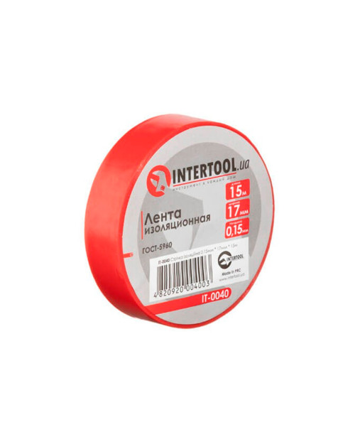 Стрічка ізоляційна Intertool - 15 м x 17 x 0,15 мм червона (IT-0040)