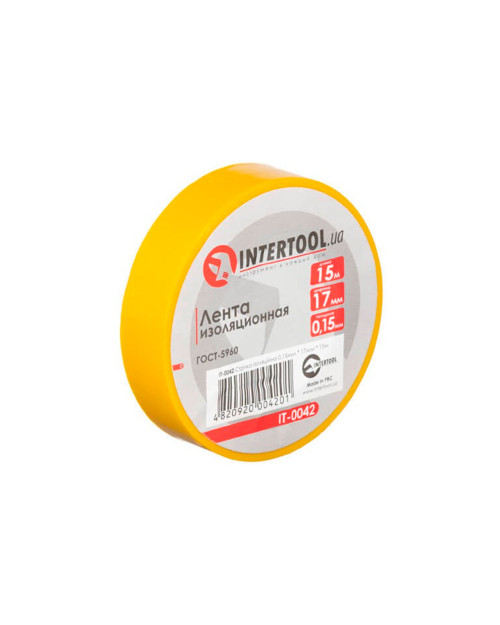 Стрічка ізоляційна Intertool - 15 м x 17 x 0,15 мм жовта (IT-0042)