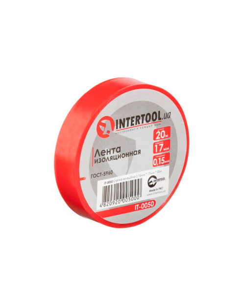 Стрічка ізоляційна Intertool - 20 м x 17 x 0,15 мм червона (IT-0050)