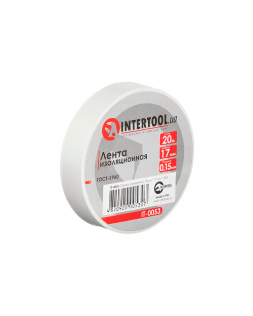 Стрічка ізоляційна Intertool - 20 м x 17 x 0,15 мм біла (IT-0053)