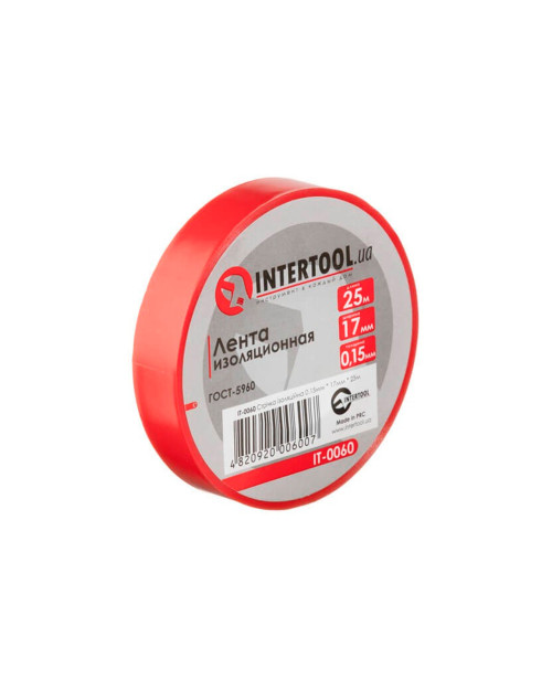 Стрічка ізоляційна Intertool - 25 м x 17 x 0,15 мм червона (IT-0060)