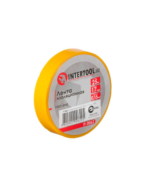 Стрічка ізоляційна Intertool - 25 м x 17 x 0,15 мм жовта (IT-0062)