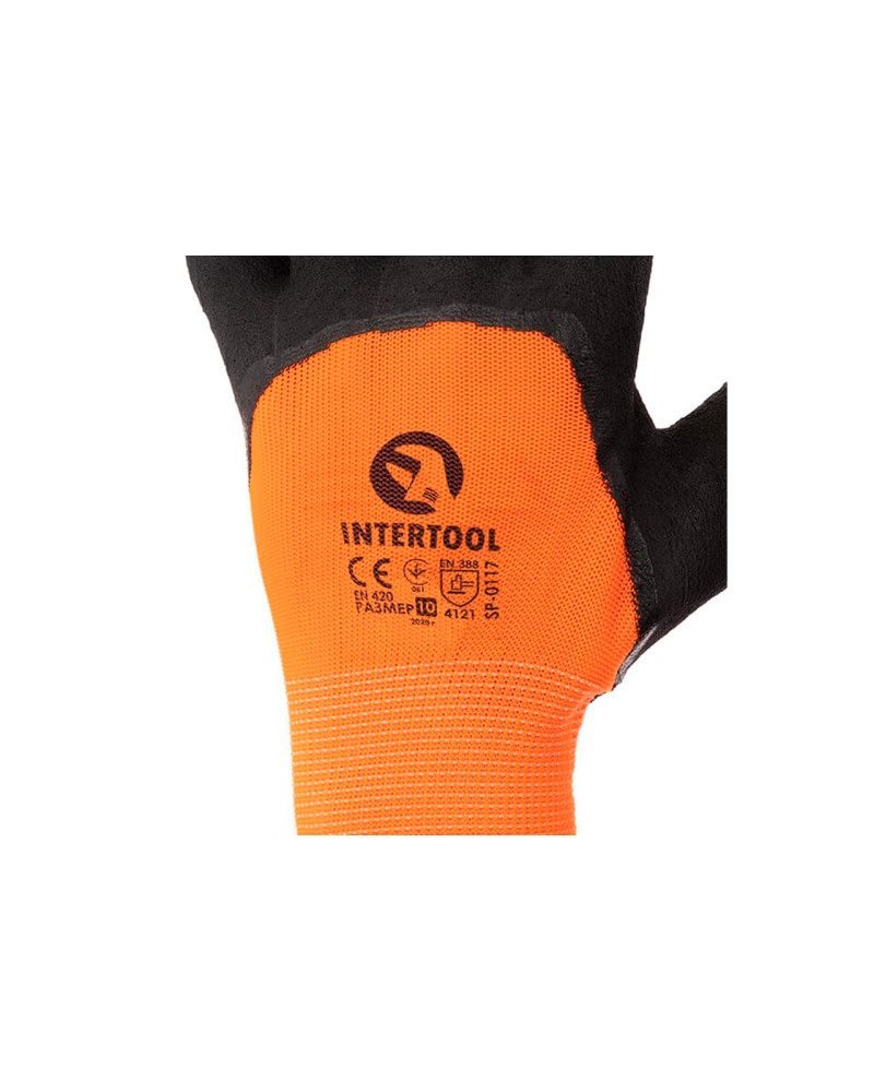 Рукавички Intertool - латексна спінена утеплена 10