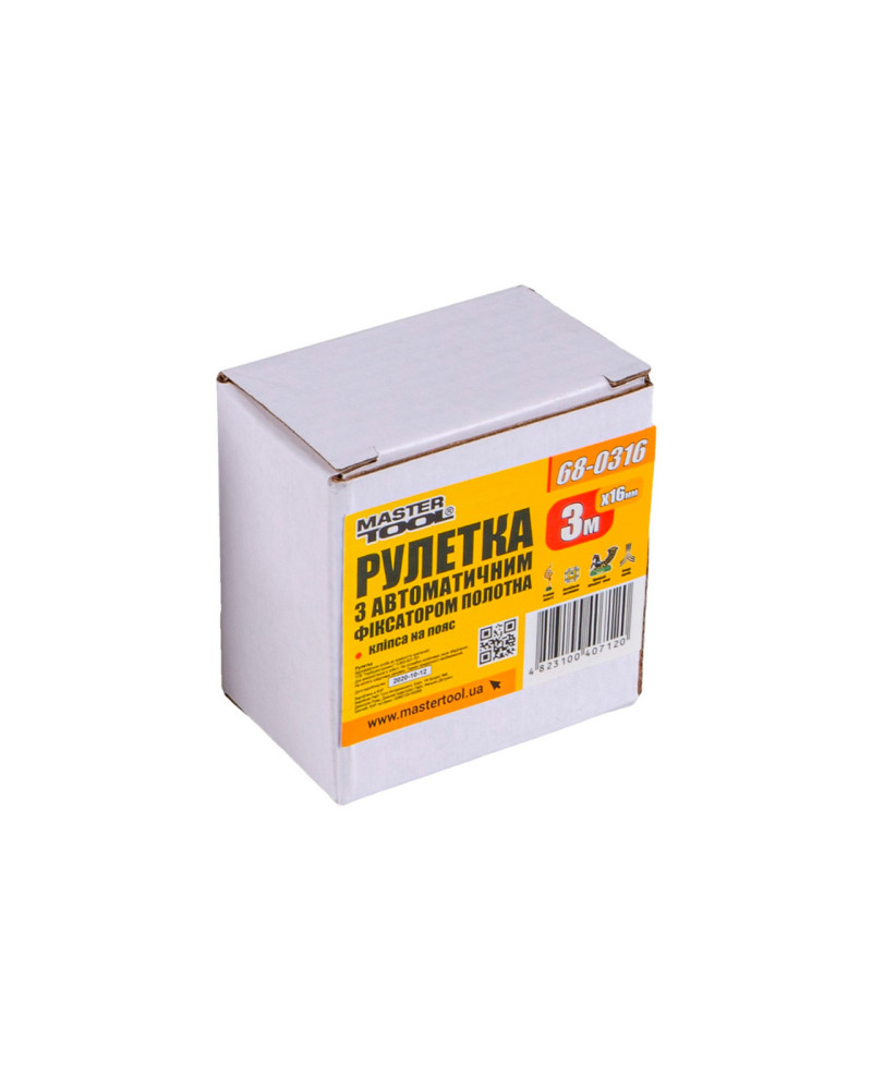 Рулетка Mastertool - 3 м x 16 мм автостоп (68-0316)