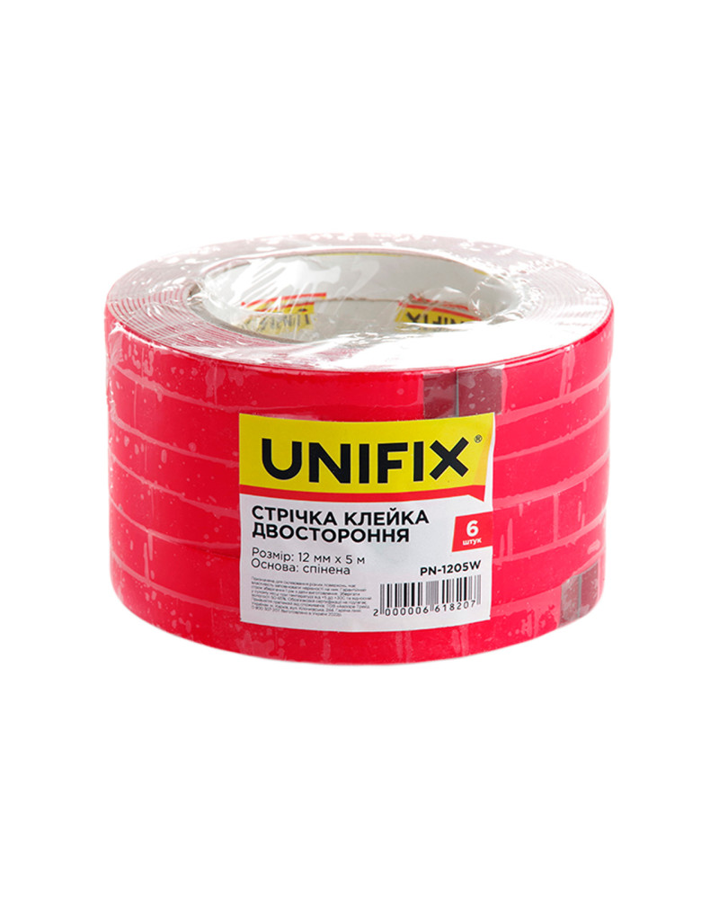 Стрічка двостороння Unifix - 12 мм x 5 м спінена біла (PN-1205W)
