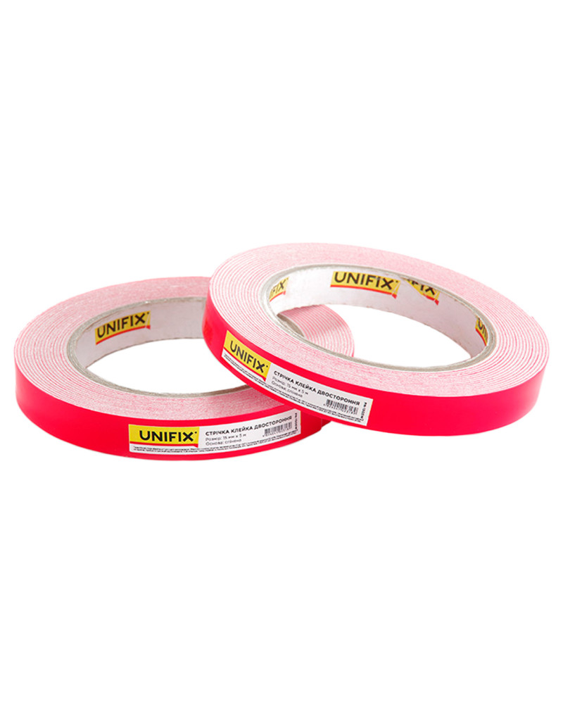 Стрічка двостороння Unifix - 15 мм x 5 м спінена біла (PN-1505W)