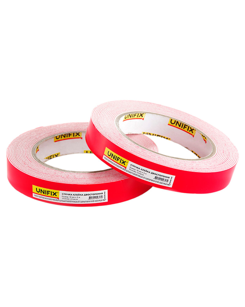 Стрічка двостороння Unifix - 19 мм x 5 м спінена біла (PN-1905W)