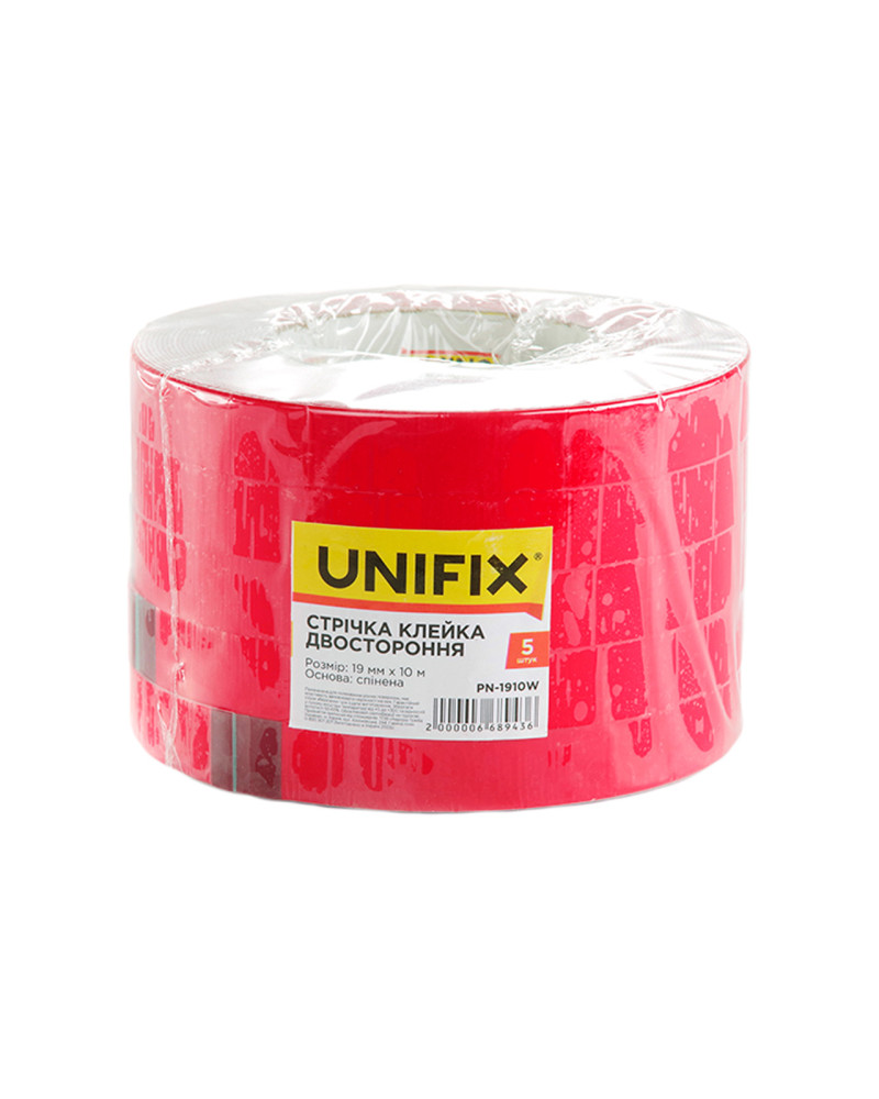 Стрічка двостороння Unifix - 19 мм x 10 м спінена біла (PN-1910W)