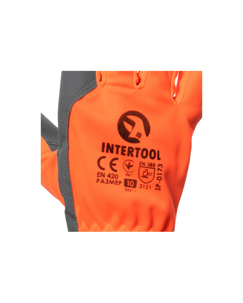 Рукавичка Intertool - комбінована козяча шкіра флуоресцентна помаранчева 10 