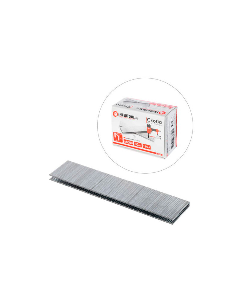 Скоба пневматична Intertool - 30 × 1 × 5,7мм (5000шт) (PT-8330)