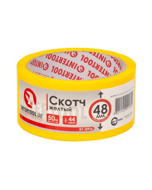 Скотч Intertool - 48мм x 50м x 44мкм жовтий (KT-0916)