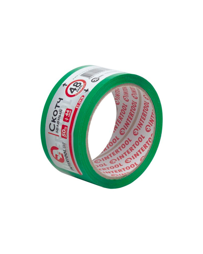 Скотч Intertool - 48мм x 50м x 44мкм зелений (KT-0918)