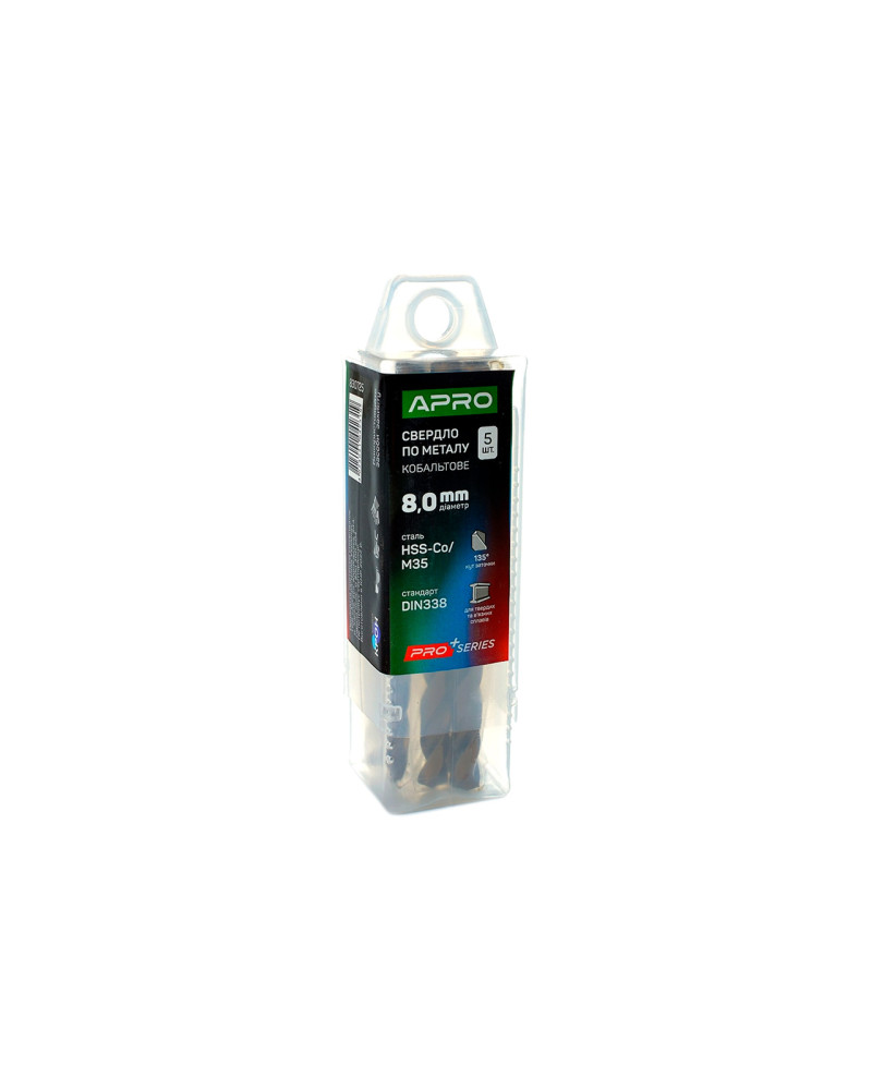 Свердло по металу Apro - 8,0мм Co/M35 кобальт (830725)