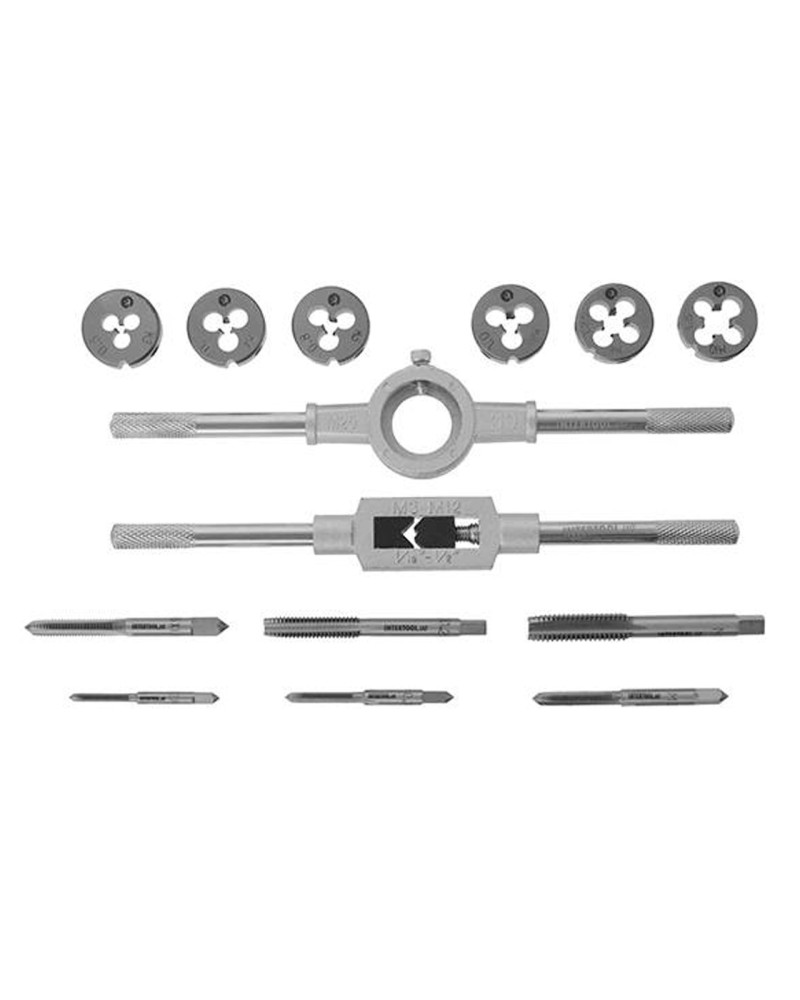 Набір мітчиків та плашок Intertool - M3 x 4 x 5 x 6 x 8 x 10 (14од) (SD-8024)