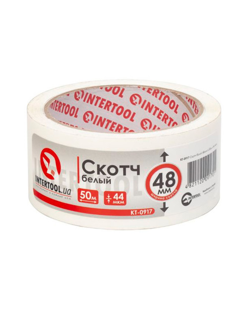 Скотч Intertool - 48мм x 50м x 44мкм білий (KT-0917)