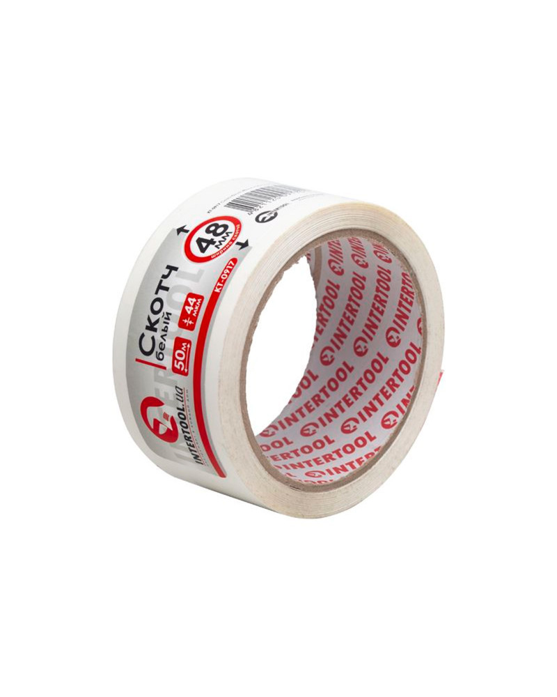 Скотч Intertool - 48мм x 50м x 44мкм білий (KT-0917)