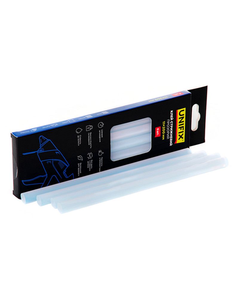 Стрижень клейовий Unifix - 11 x 200мм прозорий (6шт) (951455)
