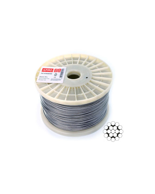Трос нержавіючий Apro - 2мм x 200м (1x19) DIN 3053 (WR-G30532N)