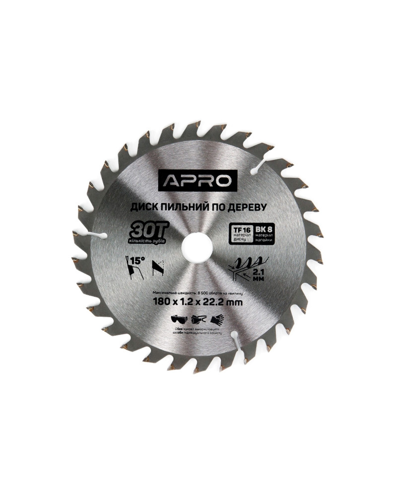 Диск пильний по дереву Apro - 180 x 22,2[20]мм x 30T (830134)