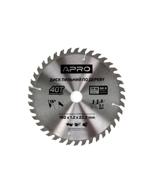Диск пильний по дереву Apro - 180 x 22,2[20]мм x 40T (830135)