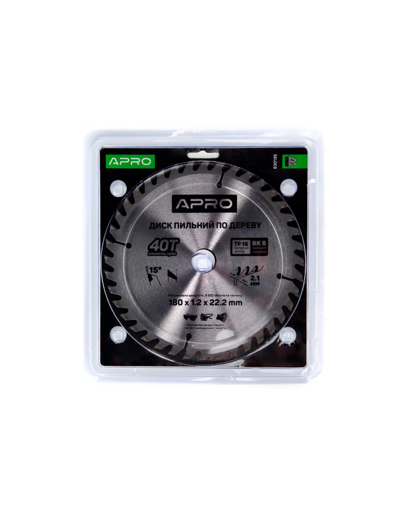 Диск пильний по дереву Apro - 180 x 22,2[20]мм x 40T (830135)