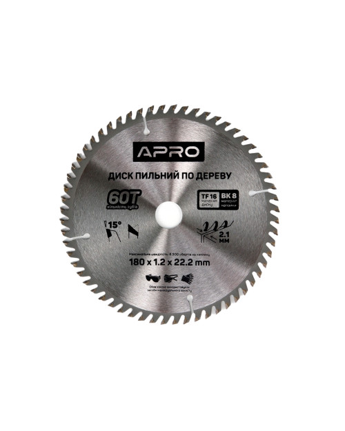 Диск пильний по дереву Apro - 180 x 22,2[20]мм x 60T (830137)