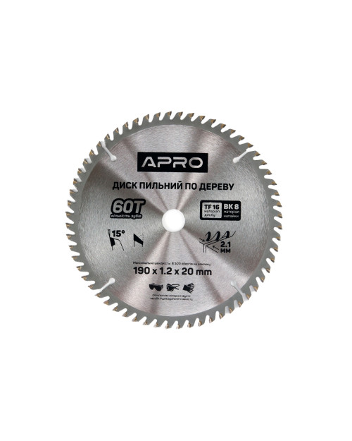 Диск пильний по дереву Apro - 190 x 20[16]мм x 60T (830173)