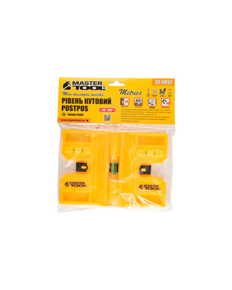 Рівень кутовий магнітний Mastertool - 90-180° x 3 капсули (30-0892)