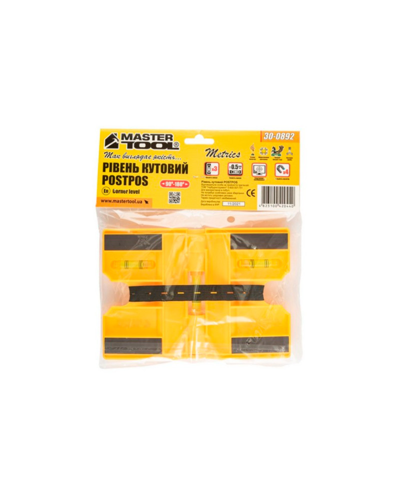 Рівень кутовий магнітний Mastertool - 90-180° x 3 капсули (30-0892)