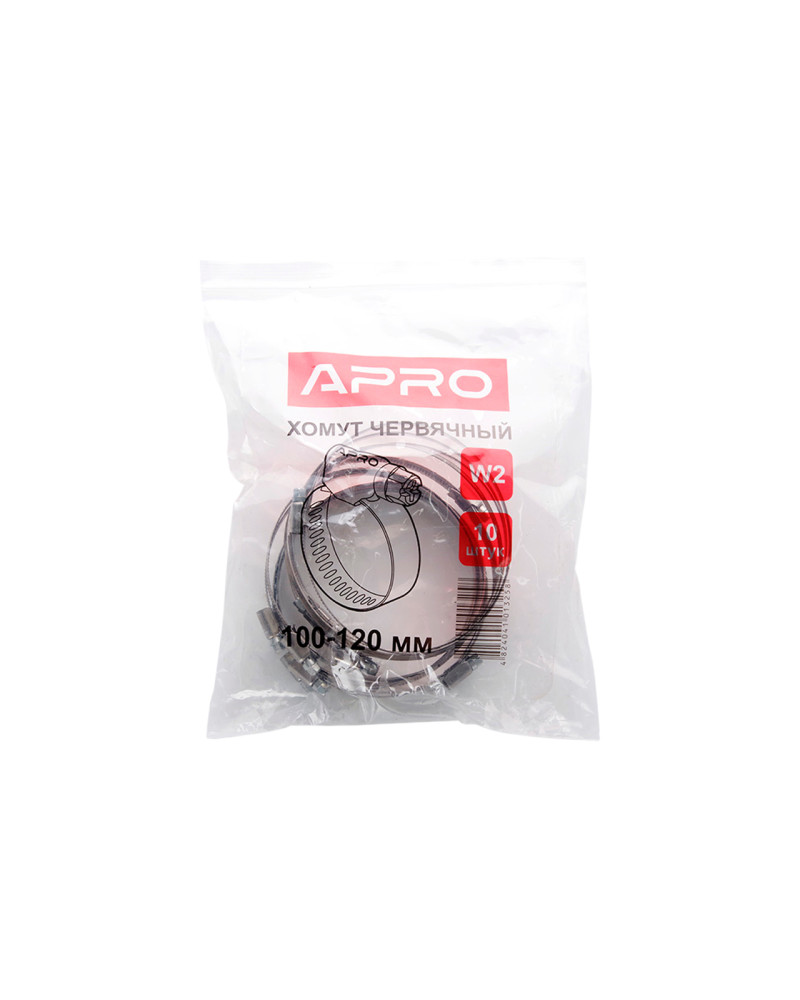 Хомут черв'ячний Apro - 160 x 180мм нержавіючий (10шт) (HCN-22)