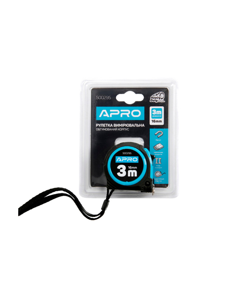 Рулетка Apro - 3м x 16мм магніт гумова [2] (500295)